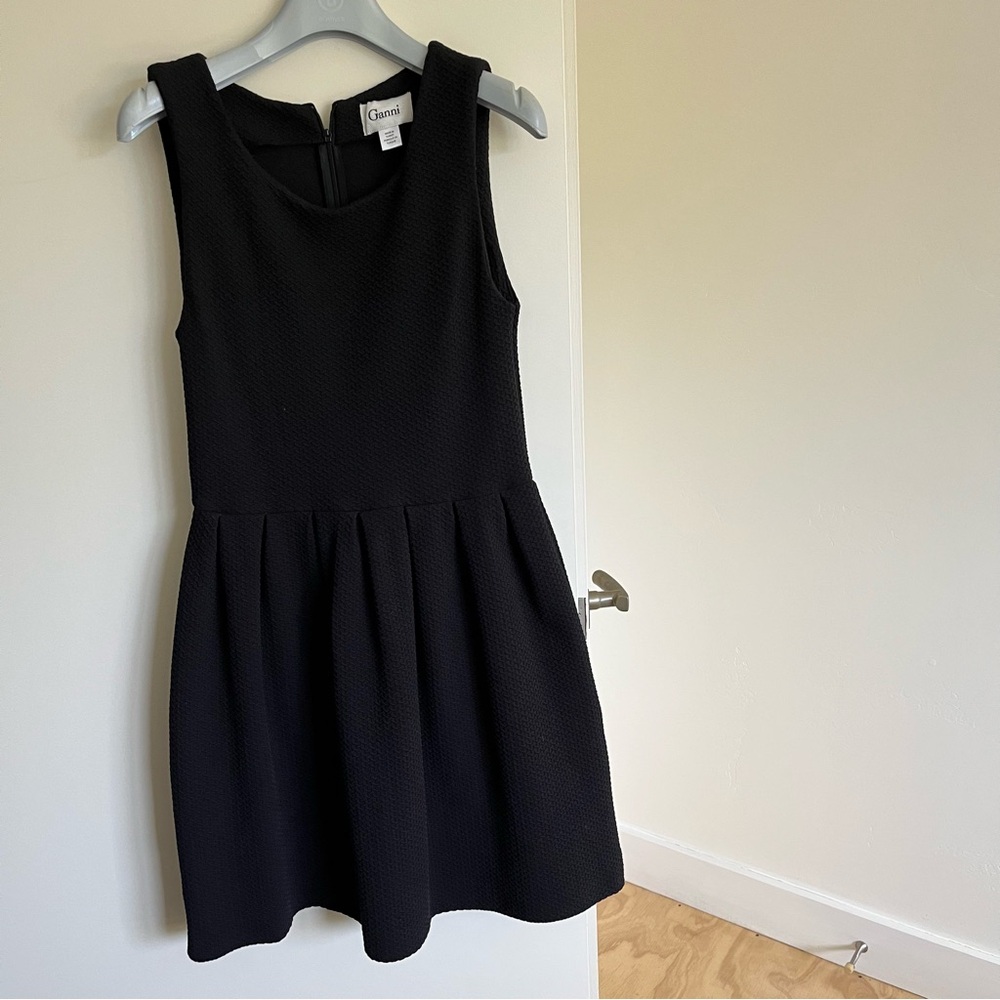 Ganni Black Fit and Flare Cocktail Dress